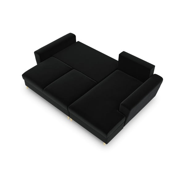 Divano angolare nero allungabile e con contenitore (con penisola a destra/con chaise lounge) con rivestimento in velluto Kyoto – Cosmopolitan Design-image-2