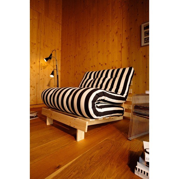 Poltrona stile futon/in legno bianca e nera allungabile Roots – Karup-image-3