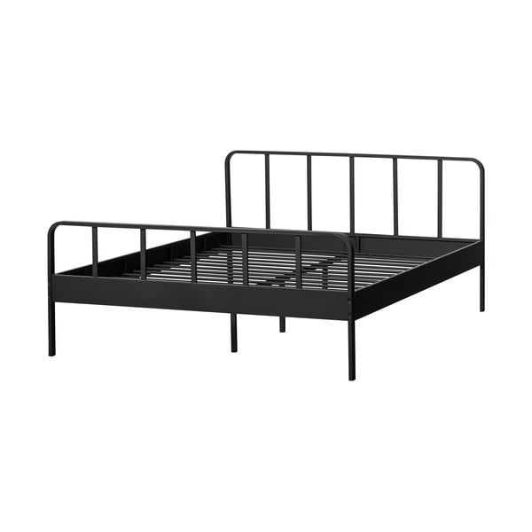 Letto matrimoniale in metallo nero con griglia 160x200 cm Mees - WOOOD