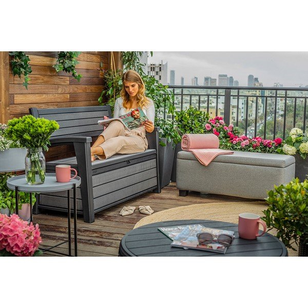 Panchina da giardino in plastica grigio scuro Hudson - Keter-image-1