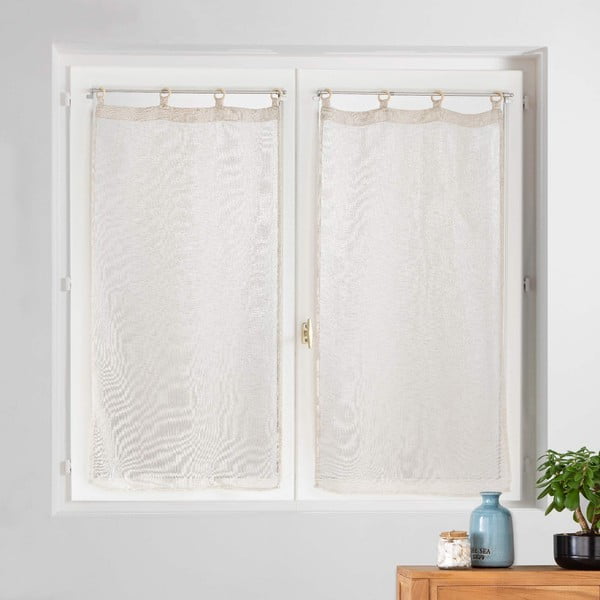 Tende sottili in set beige 2 pz 60x120 cm Minalisa - douceur d'intérieur-image-1