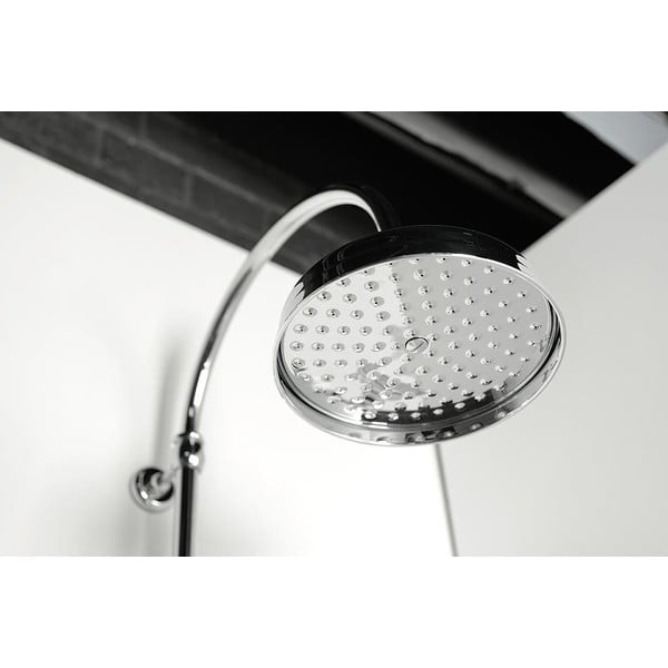 Set per doccia in ottone in argento lucido con rubinetto termostatico, soffione doccia e doccetta 142 cm Antea – Sapho-image-3