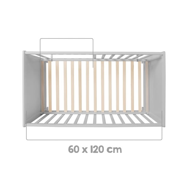 Lettino grigio/grigio tortora 60x120 cm Hamburg – Roba-image-3