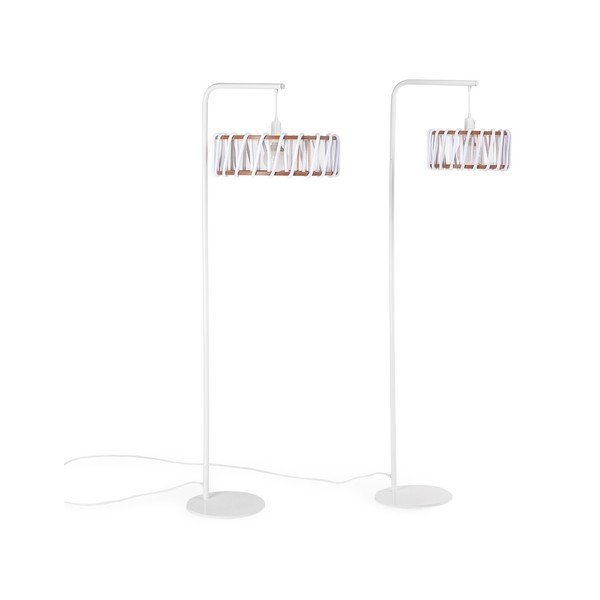 Lampada da terra con struttura bianca e grande paralume bianco Macaron - EMKO-image-3