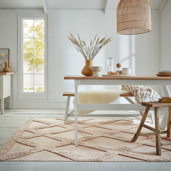 Tappeto in cotone beige 120x170 cm Tessa Diamond - Flair Rugs-image-1