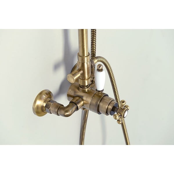 Set per doccia in ottone color bronzo con rubinetto termostatico, soffione doccia e doccetta 142 cm Antea – Sapho-image-1