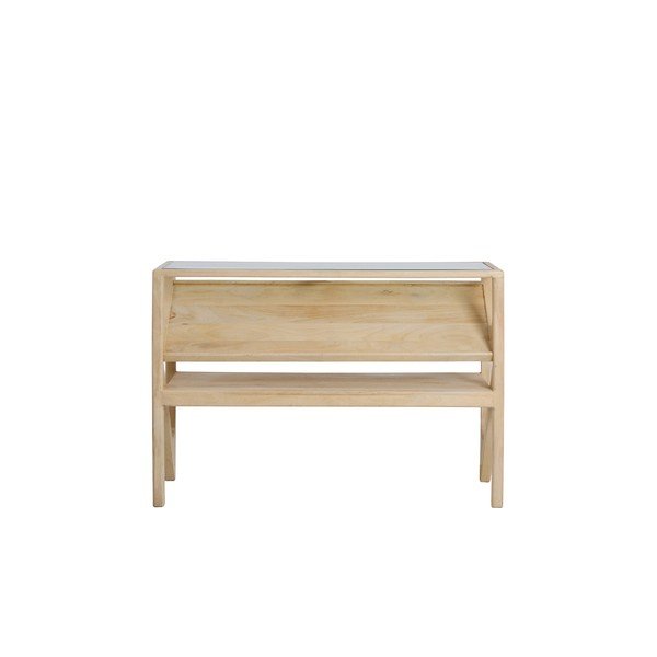 Tavolo consolle colore naturale chiaro con piano in vetro 41x119 cm Yuki – Light & Living-image-2