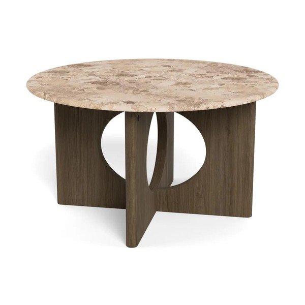Tavolino da salotto rotondo colore naturale scuro con piano in marmo ø 80 cm Foley – Actona-image-2