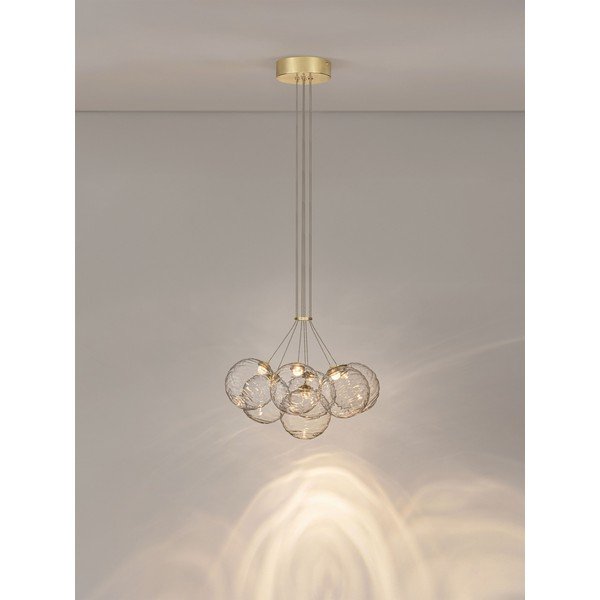 Lampadario LED color ottone in vetro con intensità regolabile ø 42 cm Blazik – Nova Luce-image-2