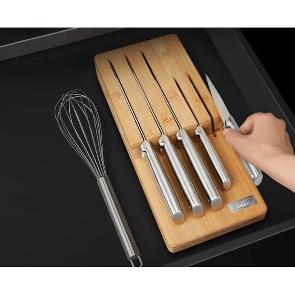 Set di coltelli con lama in acciaio inox e supporto 5 pz Elevate Bamboo – Joseph Joseph-image-1