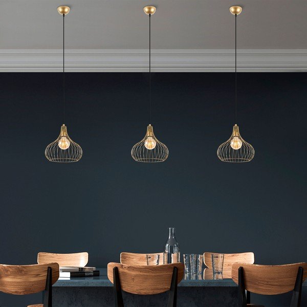 Lampadario dorato con paralume in metallo ø 22 cm Teldemia – Opviq lights-image-3