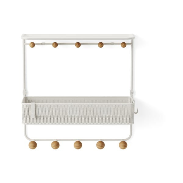 Appendiabiti da parete in metallo bianco naturale con ripiano Estique - Umbra-image-4