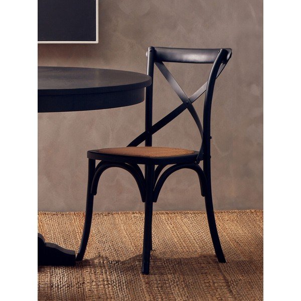 Sedia da pranzo nera in rovere massiccio Lyon – Premier Housewares-image-4