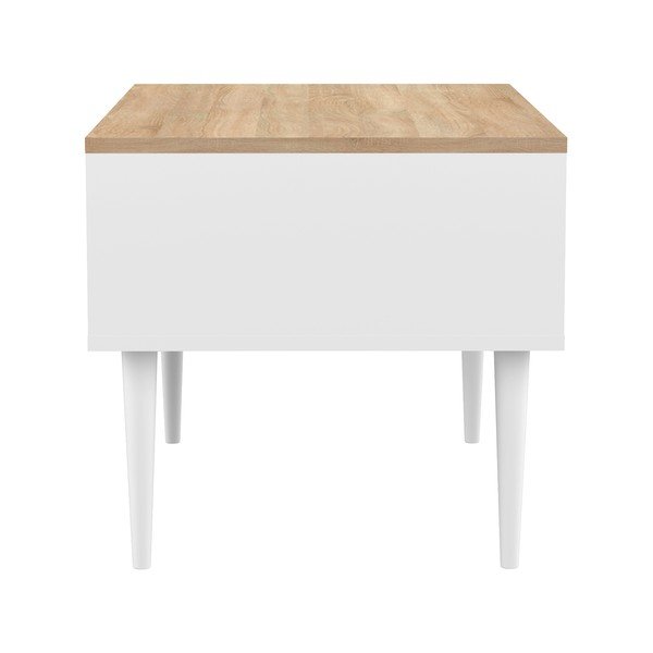 Tavolino bianco con piano in rovere 80x47 cm Horizon - TemaHome-image-2