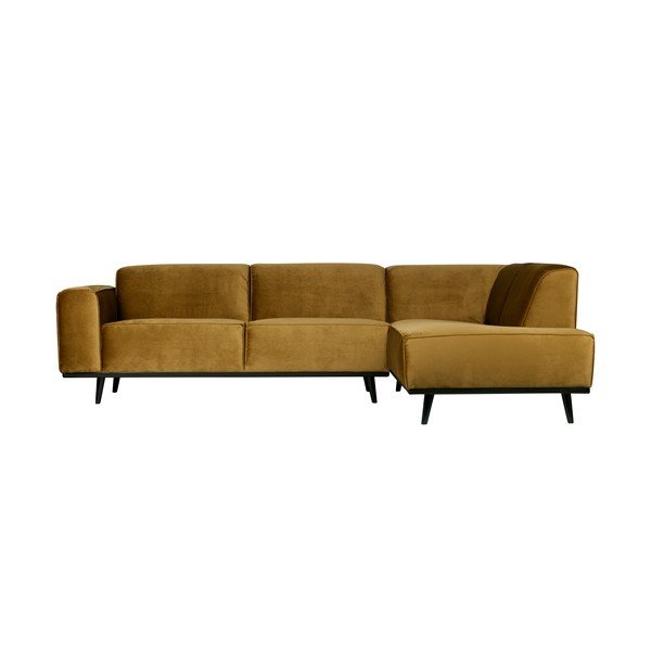 Divano angolare giallo (con penisola a destra/a L) con rivestimento in velluto Statement – WOOOD