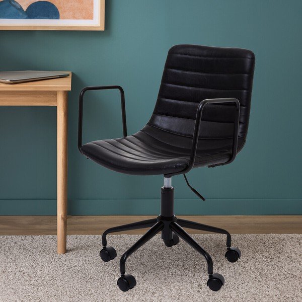 Sedia da ufficio nera in similpelle Forbes – Premier Housewares-image-4