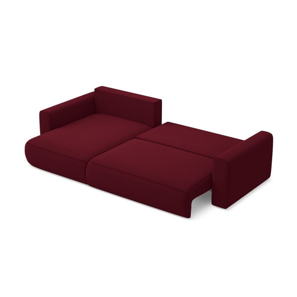 Divano angolare burgundy allungabile/con contenitore (con penisola a sinistra/con chaise lounge) con rivestimento in velluto Kapua – Makamii-image-3