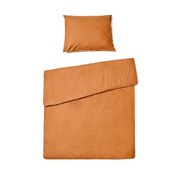 Lenzuola singole in cotone stonewashed color arancio terracotta , 140 x 200 cm - Bonami Selection