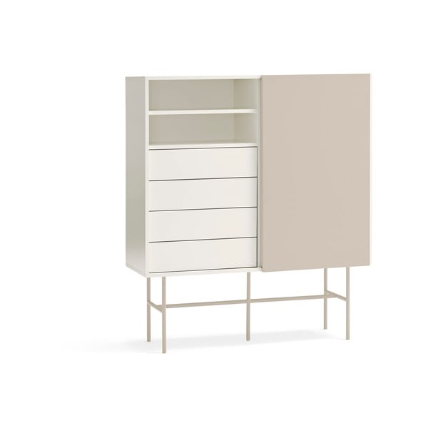Cassettiera beige/color crema con porte scorrevoli 120x140x45 cm Nube – Teulat-image-2