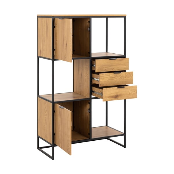 Libreria nera in rovere 85x141 cm Swindon - Actona-image-3