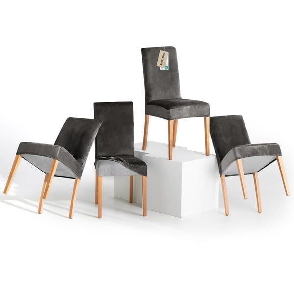 Set di coprisedia grigi con rivestimento elastico per sedie 4 pz 48 cm Sento – Restilo