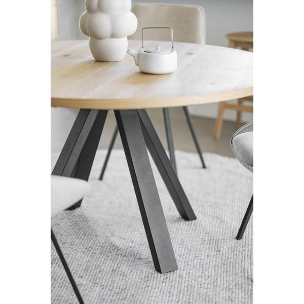 Tavolo da pranzo rotondo pieghevole in rovere naturale ø 135 cm Maddock - Rowico-image-1