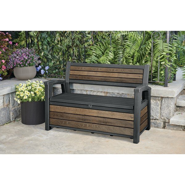 Panca da giardino marrone scuro in plastica Deco – Keter-image-1