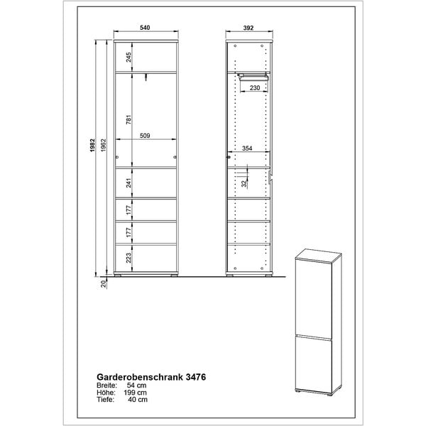 Armadio in faggio decorato 54x200 cm Lissabon - Germania-image-4