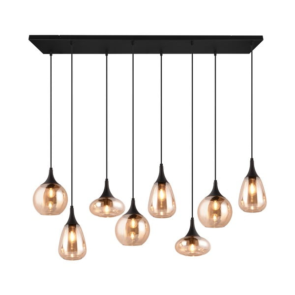 Lampada a sospensione nero-arancio con paralume in vetro Lumina - Trio