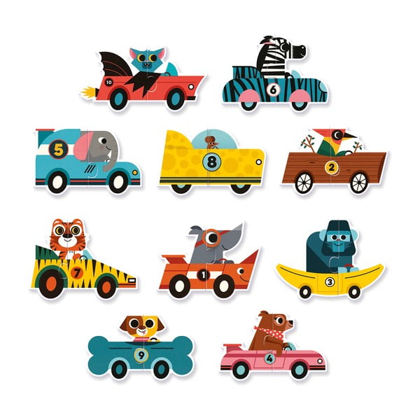 Puzzle per bambini in legno Duo Cars - Djeco
