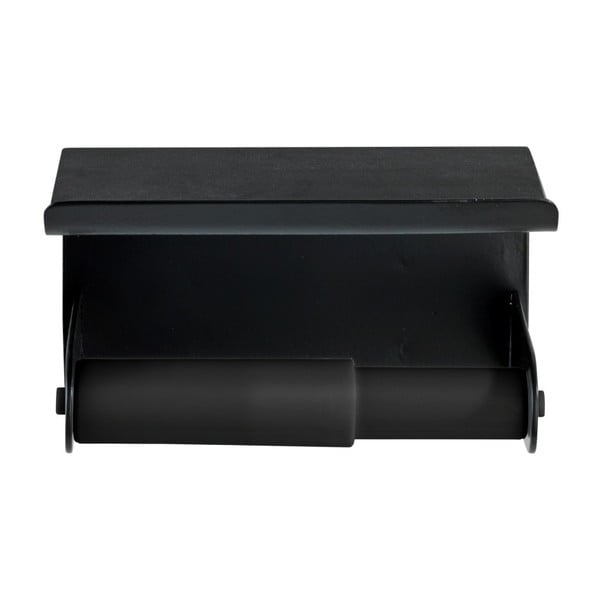 Porta carta igienica a parete nero con supporto per cellulare Classic Plus - Wenko-image-2
