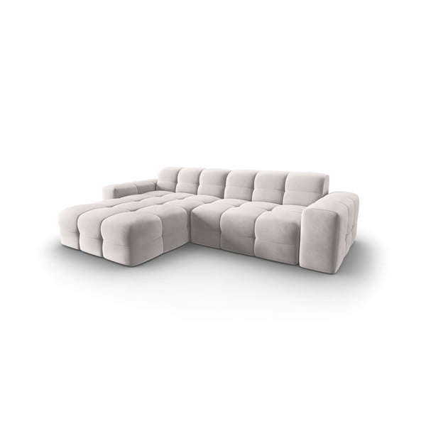 Divano angolare in velluto grigio chiaro (angolo sinistro) Kendal - Micadoni Home-image-3