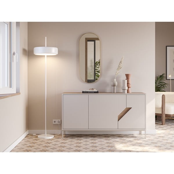 Cassettiera effetto rovere in colore crema-naturale 150x80x40 cm Lilou - Marckeric-image-1