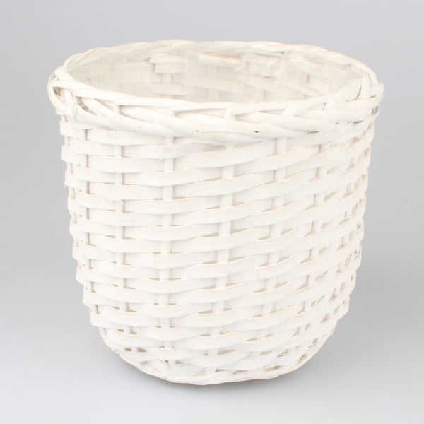 Bílý proutěný květináč Dakls Puro, výška 19 cm