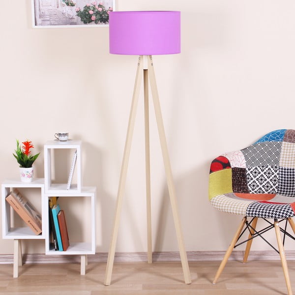 Volně stojící lampa se světle fialovým stínítkem Kate Louise Naturel