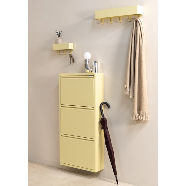 Scarpiera giallo chiaro in acciaio con ante ribaltabili/da parete 50x103x15 cm Billy – Spinder Design-image-3