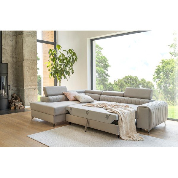 Divano angolare grigio scuro allungabile/con contenitore (con penisola a destra/a L) e rivestimento in velluto Laurence – ELTAP-image-3