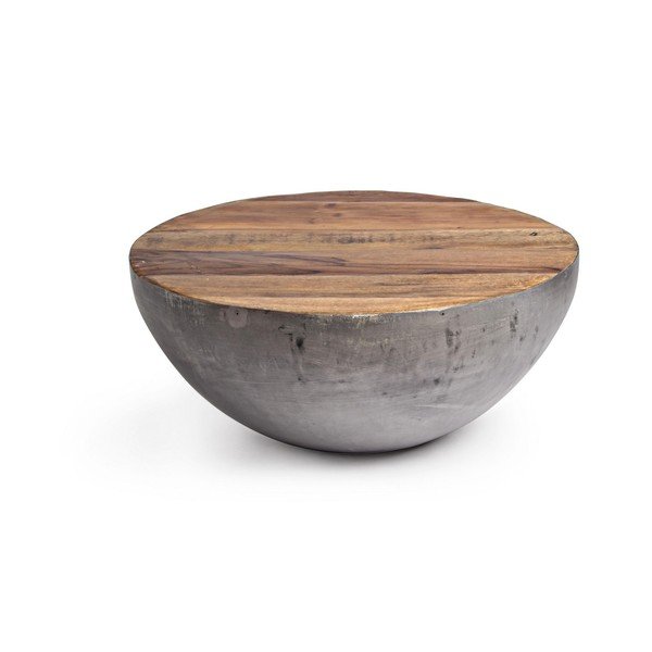 Tavolino da salotto rotondo grigio/di colore naturale in metallo ø 70 cm Lancaster – Bizzotto