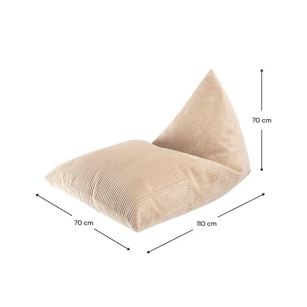 Pouf a sacco per bambini marrone chiaro con rivestimento in velluto a coste Big Lounger – Wigiwama-image-4