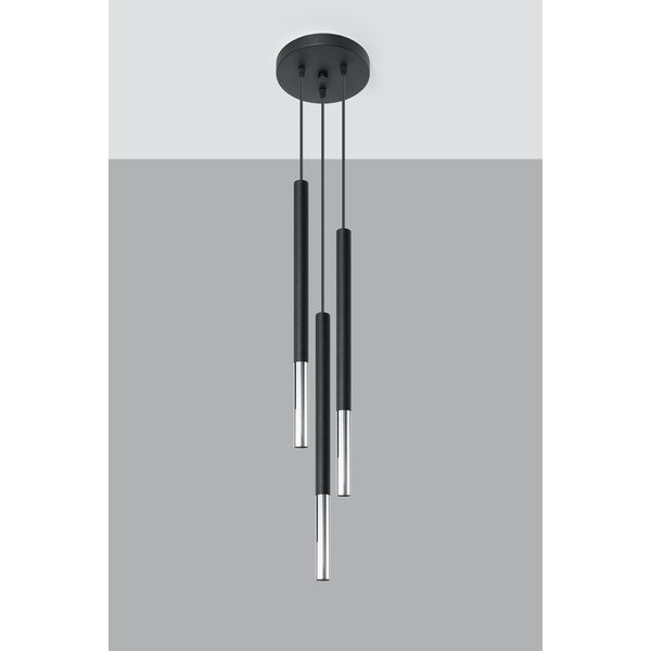 Lampadario nero/argentato in metallo ø 20 cm Asarot – Sollux-image-3