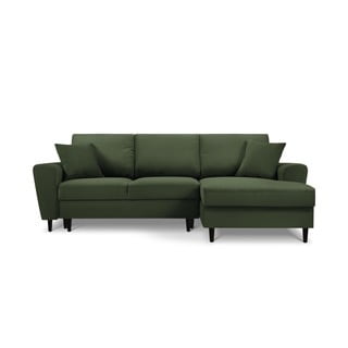 Divano letto in velluto a coste verde, angolo destro Moghan - Micadoni Home