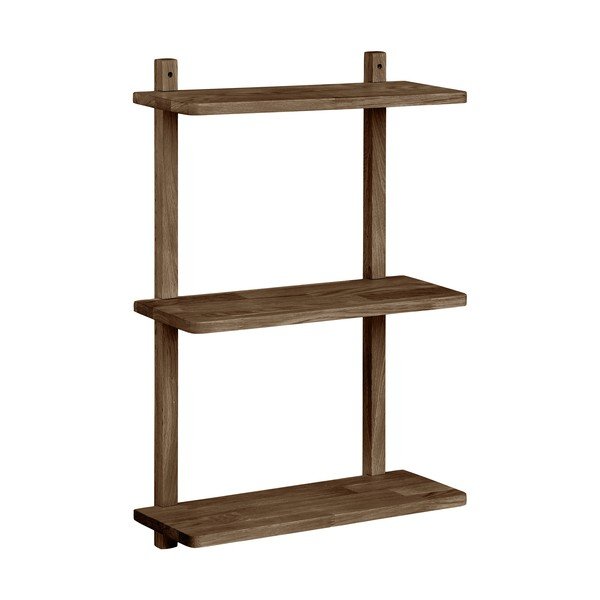 Mensola marrone scuro in rovere massiccio con ripiani multipli 50 cm Townsville – House Nordic