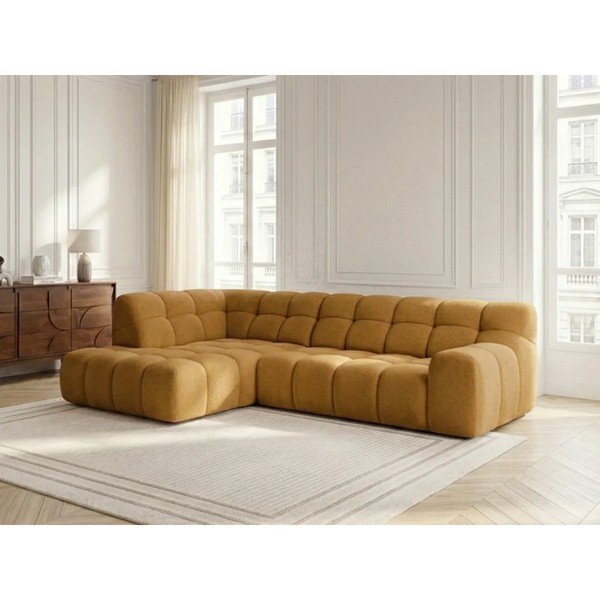 Divano angolare giallo allungabile/con movimento relax elettrico (con penisola a sinistra/a L) Andre – Bobochic Paris-image-4