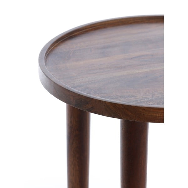 Tavolino rotondo in legno massiccio di acacia ø 45 cm Qiano - Light & Living-image-3