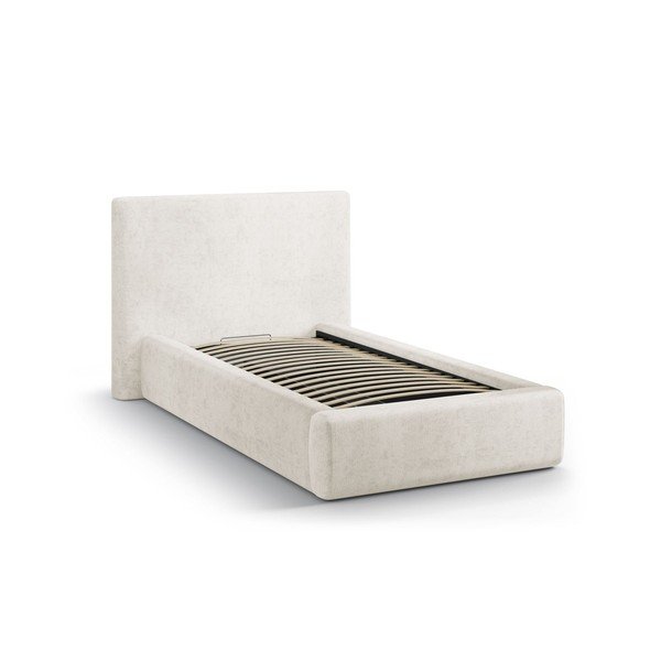Letto singolo imbottito color crema con contenitore con rete inclusa 90x200 cm Amy – Micadoni -image-2