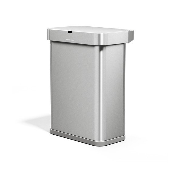 Cestino per la spazzatura argentato in acciaio con sensori contactless 58 l Sensor – simplehuman