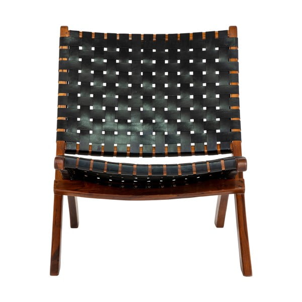 Poltrona in pelle nera con intreccio Perugia - House Nordic-image-2