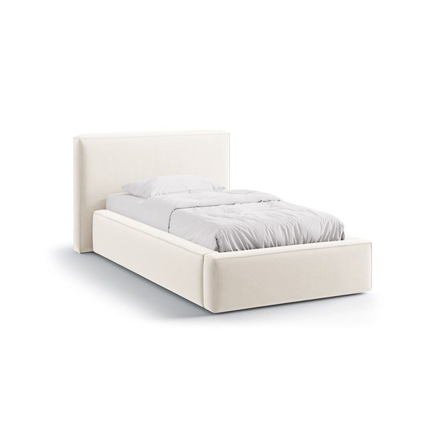Letto singolo imbottito color crema con contenitore con rete inclusa 90x200 cm Jodie – Micadoni 