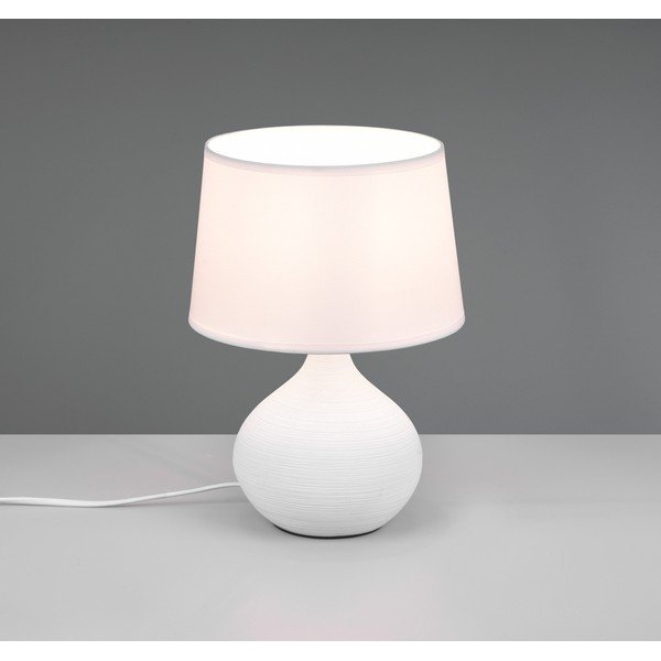 Lampada da tavolo in ceramica bianca e tessuto, altezza 29 cm Martin - Reality-image-1