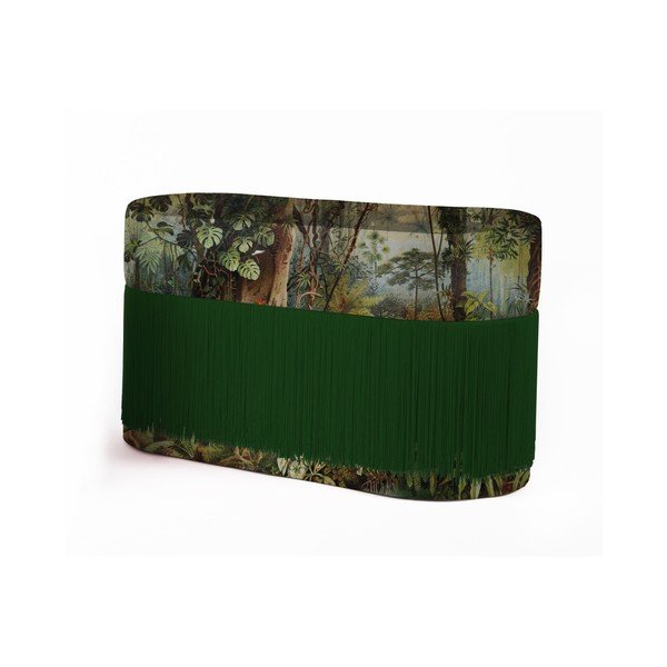 Pouf con motivo tropicale e rivestimento in velluto Sabana - Velvet Atelier